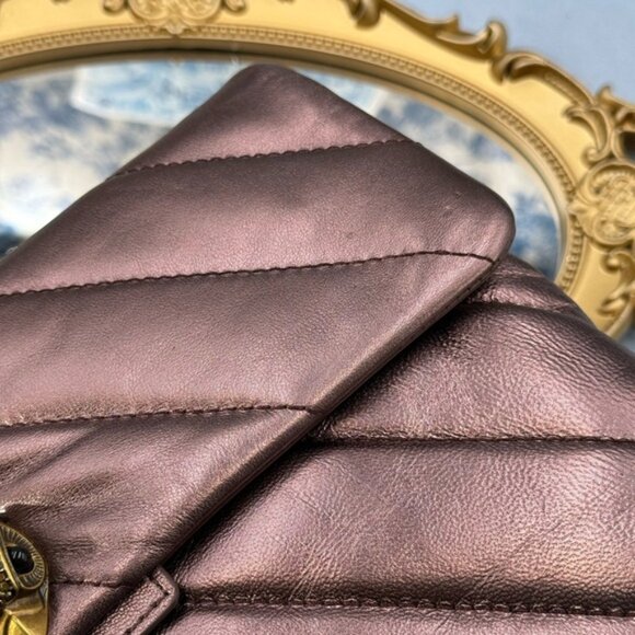 🆕 KURT GEIGER LONDON 🧿 NWOT Large Quilted Leather Soho Shoulder Bag, Metallic - Picture 14 of 15
